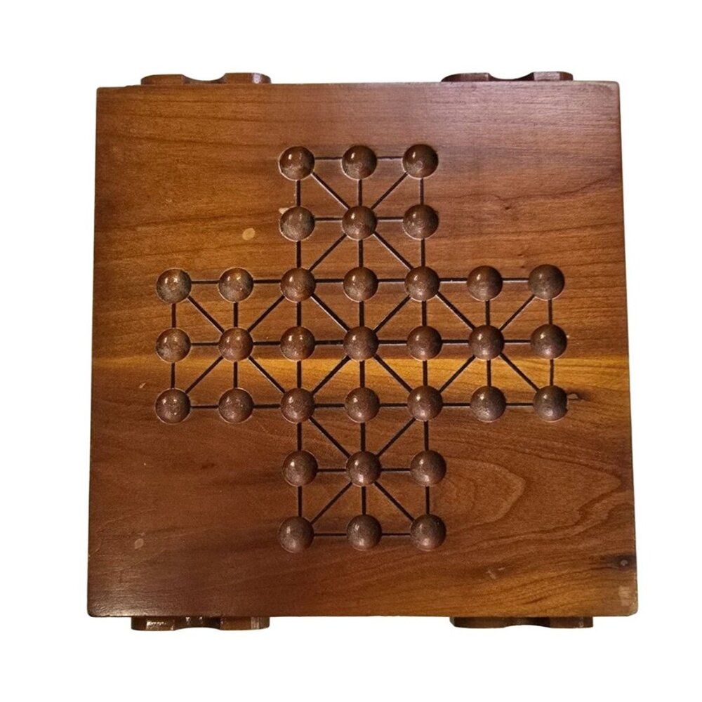 Vtg Berea College Kentucky Handcrafted Wooden Chinese Checkers Board Game 8x8